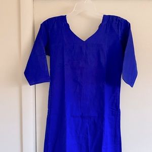 Pure silk royal blue kurta